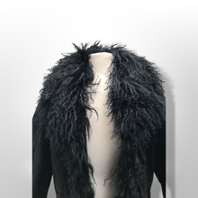 Load image into Gallery viewer, Black Suede Curly Lamb Mongolian Shearling Oversized Coat
