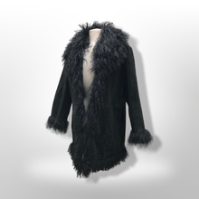 Load image into Gallery viewer, Black Suede Curly Lamb Mongolian Shearling Oversized Coat