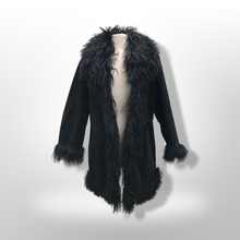 Load image into Gallery viewer, Black Suede Curly Lamb Mongolian Shearling Oversized Coat