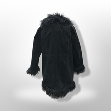 Load image into Gallery viewer, Black Suede Curly Lamb Mongolian Shearling Oversized Coat