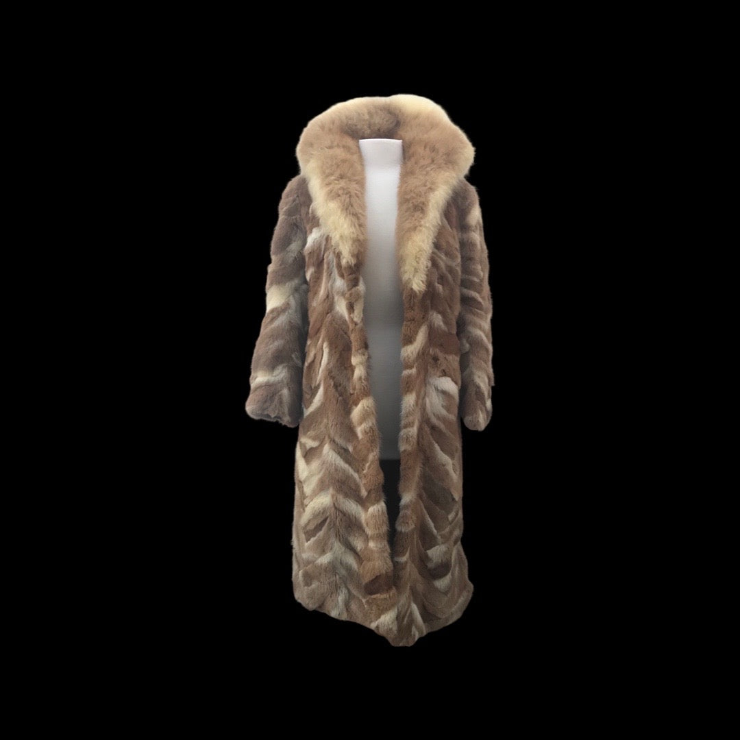 Vintage Vicuña Camel print Genuine Fur Caramel Coffee Swirl Coat