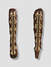 Load image into Gallery viewer, 60’s 70’s Gogo Gladiator Boots Size 7.5/8 Suede Brown Embroidered