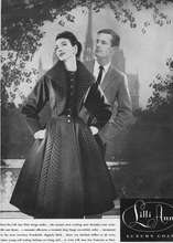 Load image into Gallery viewer, 1940s 1950s New Look Lilli Ann Black Wool Princess Couture Coat Pinup Flecked Wool and Velvet Massive Collar Small Fit and Flare S/M