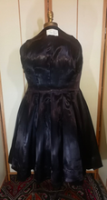 Load image into Gallery viewer, 1940s 1950s New Look Lilli Ann Black Wool Princess Couture Coat Pinup Flecked Wool and Velvet Massive Collar Small Fit and Flare S/M