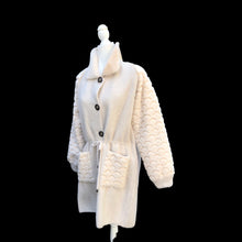 Load image into Gallery viewer, Brand New 100% Alpaca Jacket Sweater with Sculpted Sheepskin Sleeves One Size Fits Most