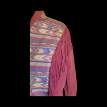 Load image into Gallery viewer, Pink Suede Fringe Southwestern Blanket Cowgirl Native American Aztec Boho Hipster Short Coat Jacket