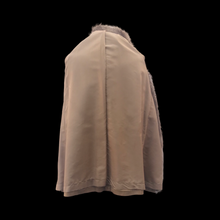 Load image into Gallery viewer, Vintage Camel Suede Tan Duster Coat with Genuine Fur Tuxedo and Cuffs in Natural Color