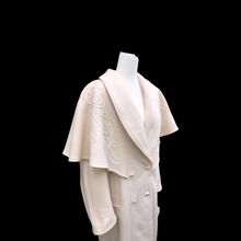 Load image into Gallery viewer, 80’s 90’s Vintage Ivory White 100% Pure Wool Oversized Cape Coat Loose Fit Casual Career Winter into Spring Flexible Size