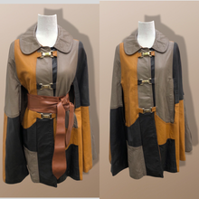 Load image into Gallery viewer, 70’s Mod Leather Color Block Poncho Cape Boho Chic Made in West Germany