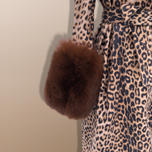 Load image into Gallery viewer, Leopard Print Leather and Fox Fur Trench Fit and Flare Coat