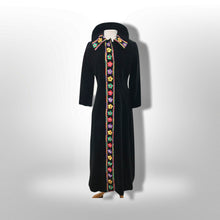 Load image into Gallery viewer, 60’s 70’s Black Velvet Floral Embroidered Full Length Coat