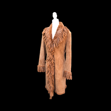 Load image into Gallery viewer, Vintage Fringe Suede and Fur Western Duster Coat Native Southwestern Cowgirl Boho Bohemian Fashion