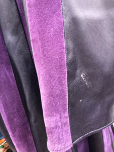 80’s 90’s Purple Lamb Suede and Leather Made In Italy Coat Striped A-Line Flexible Size Loose Fit