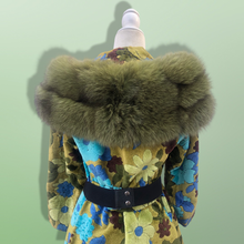 Load image into Gallery viewer, 60’s 70’s Tapestry Carpet Coat Blue Turquoise Green Beaded Belt Fur Fox Norwegian Collar