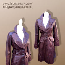 Load image into Gallery viewer, 70’s Vintage Brown Leather Fitted Trench 36” Bust Bagatelle Spy Classic 70’s