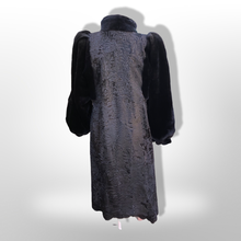 Load image into Gallery viewer, Vintage Couture 80’s Does 40’s Vintage Fur Coat Genuine Broadtail Persian Lamb Sheared Beaver Bishop Sleeve Puff Sleeve Old Glamour Hollywood