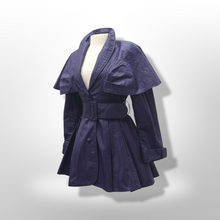 Load image into Gallery viewer, RARE Vintage Women&#39;s Coat- 70s 80s Purple Violet Leather Trench Dress Coat Jacket Studio 54 Fit Flare Spy Length 3/4 Princess Price: