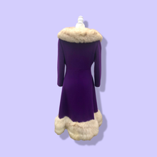Load image into Gallery viewer, Vintage 60’s Royal Purple Wool Fox Fur Princess Coat Luxury Gift