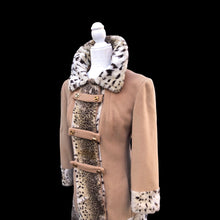 Load image into Gallery viewer, Vintage 60’s Mod Camel Wool Faux Fur Leopard Spotted Print Coat Bondi’s Fifth Ave
