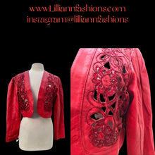 Load image into Gallery viewer, Vintage Red Leather Beaded Bolero One Size Fits Most