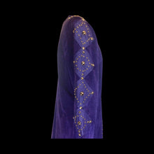 Load image into Gallery viewer, Suede Purple Studded Coat Purple Rain Prince Gold Metal Studded 80's Total Glam Long Throw Coat M/L/XL 1980s