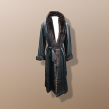 Load image into Gallery viewer, Italian leather Wrap Tuxedo Mink Coat Herringbone Design