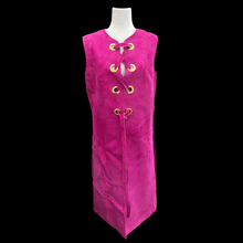 Load image into Gallery viewer, 70’s Suede Magenta Tie Up Vest with Grommet Tie up Hardware