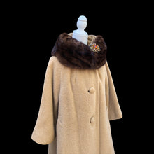 Load image into Gallery viewer, Vintage Women's Coat- 60s Lilli Ann Camel Tan Color  Luxury Mink Wool Swing Coat One Size Fits All Mad Men Style