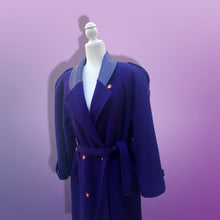 Load image into Gallery viewer, Vintage 90’s Purple London Fog Pure Wool and Leather Career Professional Day and Night Coat