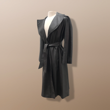 Load image into Gallery viewer, Vintage Brown Leather Trench Spy Coat Lord and Taylor Fit and Flare