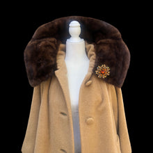 Load image into Gallery viewer, Vintage Women's Coat- 60s Lilli Ann Camel Tan Color  Luxury Mink Wool Swing Coat One Size Fits All Mad Men Style