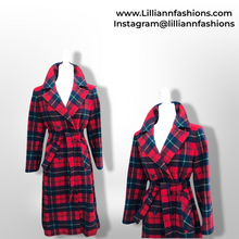 Load image into Gallery viewer, Pendleton Plaid Pure Virgin Wool Red and Black Fit and Flare Belted