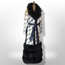 Load image into Gallery viewer, Women&#39;s Vintage Coat 60s Mink Fox Fur Mosaic Geometric Leather White Black Ultimate Luxury Three Tier Zip Off Coat Princess Mod S/M
