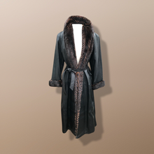 Load image into Gallery viewer, Italian leather Wrap Tuxedo Mink Coat Herringbone Design