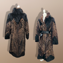 Load image into Gallery viewer, Vintage Chevron Mink Intarsia Coat Patchwork Master Furrier