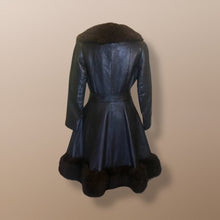 Load image into Gallery viewer, Penny Lane Princess Fit and Flare Brown Leather and Genuine Fur Mod Belt 1960's 60's 70's Chic Hippie Full Sweep Skirt!