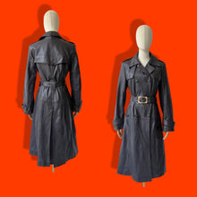 Load image into Gallery viewer, Black Soft Lamb Leather Trench Wardrobe Basic Spy Coat Belted