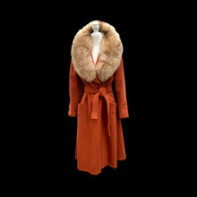 Load image into Gallery viewer, 70’s Vintage Wrap Coat in Fall Autumnal Orange Fit and Flare Princess Wool and Shearling