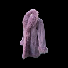 Load image into Gallery viewer, Pink Suede Mongolian Curly Lamb Oversized Penny Lane Boho Coat