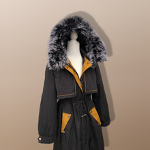 Load image into Gallery viewer, New Versatile Black Parka with Fox Fur Hood Removable Fur and Zip in-out Fur Lining Snow Waterproof