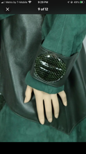 Load image into Gallery viewer, Vintage 80’s 90’s Italian Women’s Suit in Green Suede Lamb Leather Genuine Snakeskin Couture