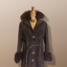 Load image into Gallery viewer, Vintage 70&#39;s Curly Lamb Afghan Suede Long Penny Lane Hippie Chic Brown Coat M/L Made in Spain