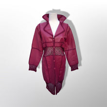 Load image into Gallery viewer, Brand New Deadstock Vintage 90’s Pink Leather Magenta Lace Duster Coat