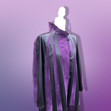 Load image into Gallery viewer, 80’s 90’s Purple Lamb Suede and Leather Made In Italy Coat Striped A-Line Flexible Size Loose Fit