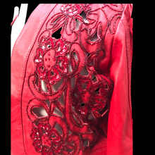 Load image into Gallery viewer, Vintage Red Leather Beaded Bolero One Size Fits Most