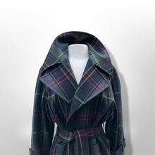 Load image into Gallery viewer, Green Tartan Wool Plaid Wrap Coat