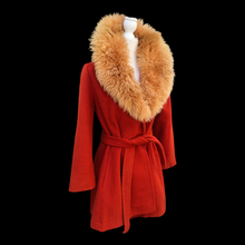 Load image into Gallery viewer, 70’s Vintage Coat Fall Orange with Wool and Shearling Collar Penny Lane Boho Style