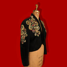 Load image into Gallery viewer, Vintage 80’s Suede and Jeweled Bolero Mint Rare Made in Paris Couture Bolero Jacket