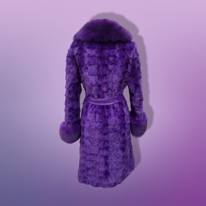 Purple Mink and Fox Fur Coat Winter Couture Perfect for Gift