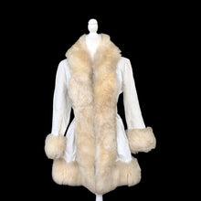 Load image into Gallery viewer, 70’s Vintage Leather White Sheepskin Boho Princess Hippy Coat Made in England